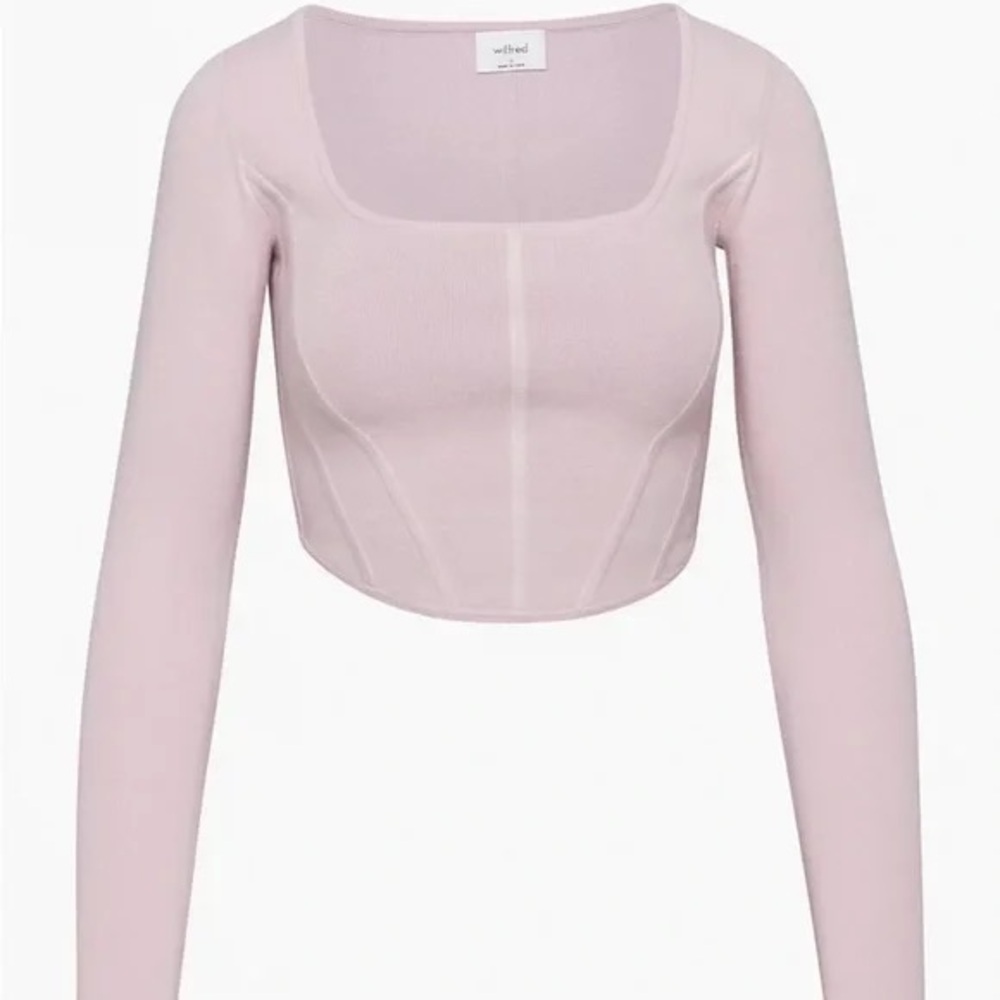 Wilfred long sleeve Natalie knit top sweater bustier medium pink